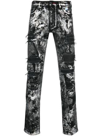 Philipp Plein Rock Star hand-painted skinny jeans - Black