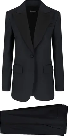 Dondup Black Virgin Wool-Blend Double Breasted Suit