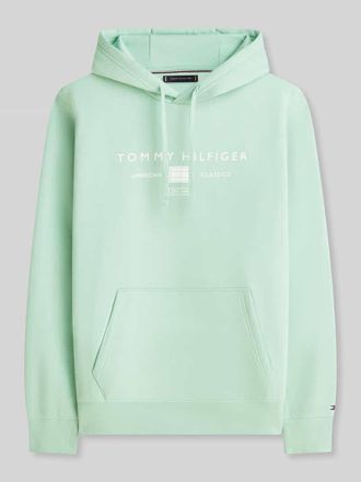 Tommy Hilfiger Regular Fit Hoodie mit Logo-Print in Mint, Gr&ouml;&szlig;e XXL