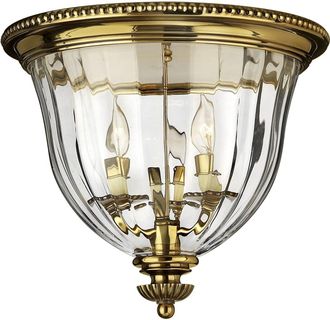 Loops 3 Bulb Flush Light Low Ceiling Burnished Brass LED E14 60W Bulb