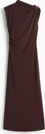 H&M Draped-detail Jersey Dress in Dark Brown at Nordstrom, Size X-Small
