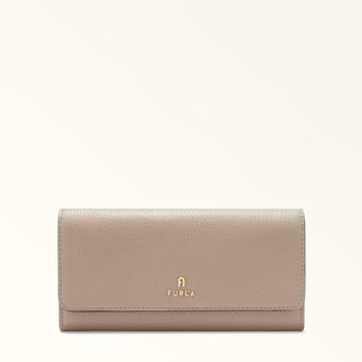 Furla Camelia Continental Wallet Xl Stucco Gray Grey Grained Calf Leather Woman
