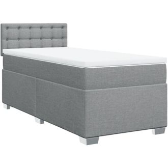 vidaXL Cama Box Spring Con Colch&oacute;n Tela Gris Claro 90x190 Cm Vidaxl