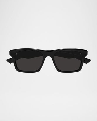 Alexander McQueen Men & apos;s AM0472SM Acetate Rectangle Sunglasses