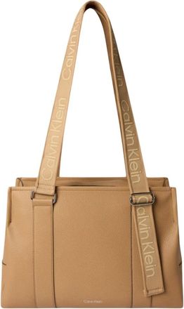 Calvin Klein Borsa Tote con Tracolla Regolabile in Webbing - - Bags - Donna - Beige - ONE SIZE