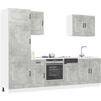 vidaXL Vidaxl - Set Mobili da Cucina 7 pz Kalmar Grigio Cemento in Truciolato