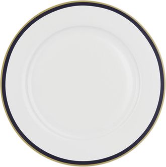 KASANOVA Piatto piano con filo blu e oro in new bone china, da 26 cm