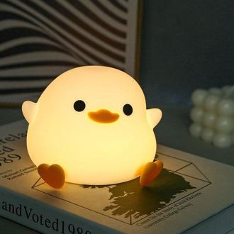OEM Simpatica Luce Notturna A Led Per Bambini Con Motivo A Papera, Lampada Da Comodino, Realizzata In Silicone, Dimmerabile E Con Timer, Perfetta Come Reg