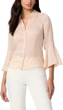 Paige Jasmeet Silk Button-Up Shirt in Warm Cream at Nordstrom, Size Xx-Small