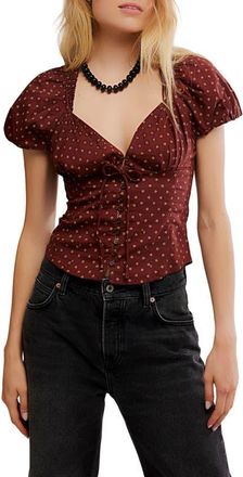 Free People Summer Floral Print Shirt in Chocolate Combo at Nordstrom, Size X-Small