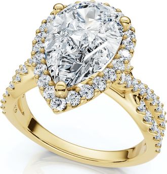 Pompeii3 Certified 3Ct Pear Shape Diamond Engagement Ring 14k Gold or Platinum Lab Grown