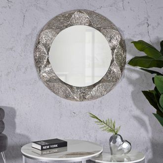Dmora Espejo Dafateda, Marco Efecto Material, Forma Ovalada, Tipo De Pared, 104x104h Cm Plata