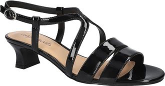 Easy Street Blissful Ankle Strap Sandal in Black Patent at Nordstrom, Size 9.5
