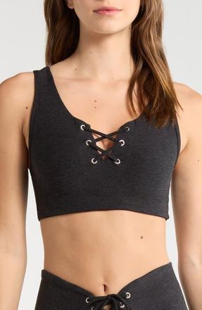YEAR OF OURS Football Stretch Sports Bra in Heather Black at Nordstrom, Size X-Small