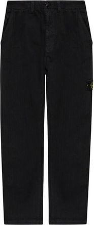 Stone Island Broeken, Heren, Zwart, W33, Katoen, Jeans met Logopatch