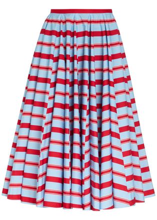 Emilia Wickstead Eglantine Striped Cotton-poplin Midi Skirt - Multicoloured - 16 (UK16 / XL)