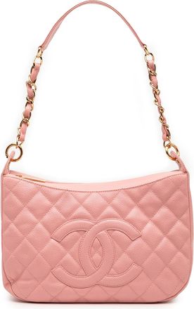Chanel Pre-owned Womens Quilted Caviar Timeless Shoulder Bag - Pink Leather - One Size