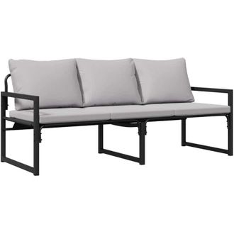 vidaXL Muebles De Jard&iacute;n Con Coj&iacute;n Otro Negro 180 X 72.5 X 71 Cm Acero Vidaxl