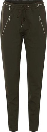 Rue de Femme Casual zilveren broek met ritssluiting zakken - Dames - Slim Fit Broeken - Groen - S - Broeken