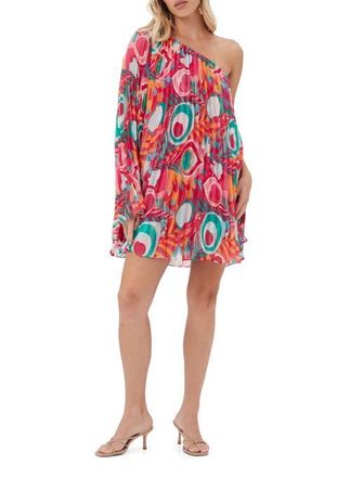 Trina Turk One Shoulder Pleated Narbonne Dress in Multi at Nordstrom, Size Xx-Large