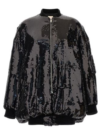 Alexandre Vauthier All-Over Sequined Bomber Jacket - Black