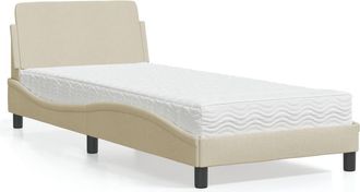 vidaXL Cama Con Colch&oacute;n Tela Color Crema 80x200 Cm Vidaxl