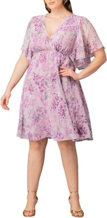 Kiyonna Florence Flutter Sleeve Dress in Wisteria Blooms at Nordstrom, Size 4X