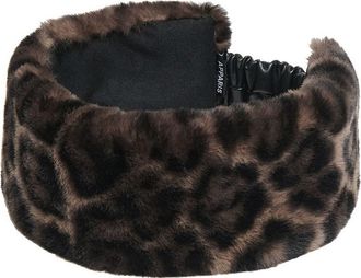 Apparis Eleni Leopard Print Faux Fur Headband in Dark Leopard at Nordstrom, Size One Size Oz