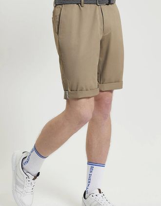 Ben Sherman Mens Signature Mens Classic Chino Shorts | Stone - Green - Size: 32/34/35