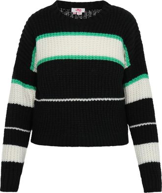 Mymo Jumper Dames ZWART GEBROKEN WIT GROEN