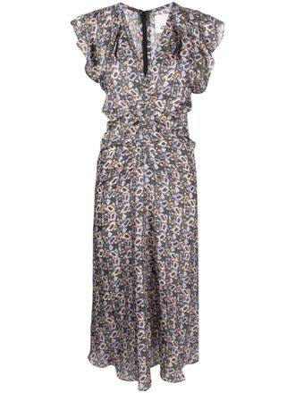 Isabel Marant Abito midi Lyndsay con stampa grafica - Nero