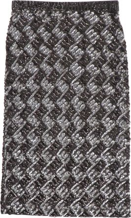 P.A.R.O.S.H. Full Sequin Stretch Midi Rok - Dames - Midirokken - Veelkleurig - S - Pailletten - Rokken