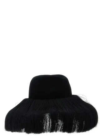 Comme Des Gar&ccedil;ons Wool Fringe Fedora - Black