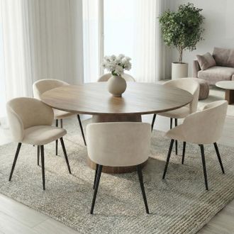 IDMarket Lote De 6 Sillas De Comedor Kira De Terciopelo Color Crema