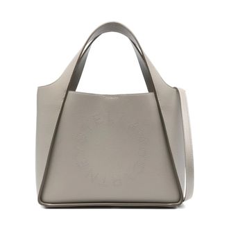 Stella McCartney Tassen, Dames, Grijs, ONE Size, Leer, Logo Tote Bag