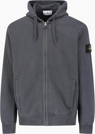 Stone Island Mens Stone Island Zip Up Hoodie - Grey - Size: 38