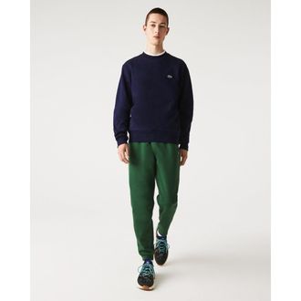 Lacoste Mens fleece sweatshirt with crew neck - Navy Cotton - Size Medium