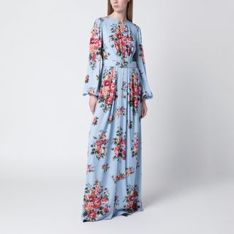 Dolce & Gabbana Light blue long dress with floral print