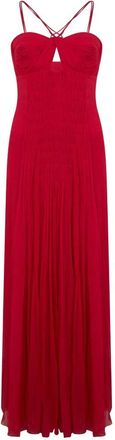 Alberta Ferretti Lange jurk met halslijn - Dames - Avondkleed - Rood - S - Kleedjes