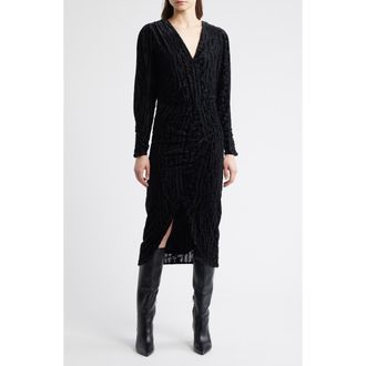 Boss Orange by Hugo Boss Efilo Long Sleeve Burnout Dress in Black at Nordstrom, Size X-Small