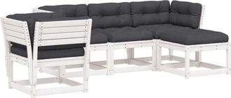 vidaXL Set Muebles Jard&iacute;n 5 Pzas Con Cojines Madera Maciza Pino Blanco Vidaxl