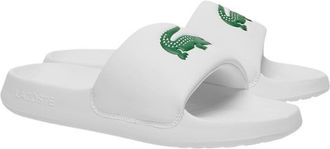 Lacoste Mens Serve Slide 1.0 Sandal, White & Green Croc, 39