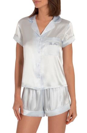 In Bloom by Jonquil Bride/Bridesmaid/Mrs Satin Short Pajamas in Blue- The Mrs. at Nordstrom, Size X-Small