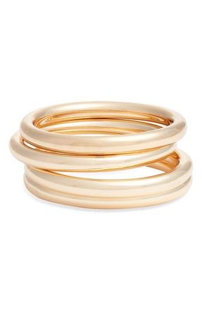 Open Edit Set of 4 Polished Bangle Bracelets in Gold at Nordstrom