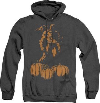 Gildan Batman A Bat Among Pumpkins Adult Heather Hoodie / Hooded Sweatshirt