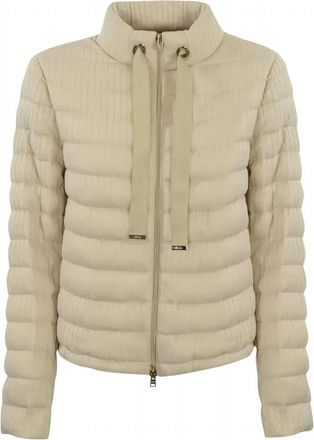 Herno Womens Shiny Ribbed Knit Zip Jacket In Chantilly