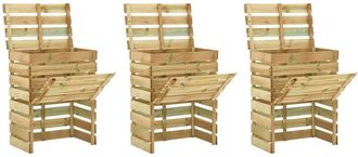 vidaXL Compostadores De L&aacute;minas 3 Uds Madera De Pino 80x50x100 Cm Vidaxl