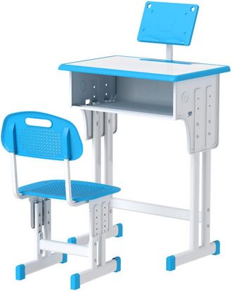 HOMCOM Banchetto Scuola per Bambini 6-12 Anni Sedia Altezza Regolabile Blu - Homcom
