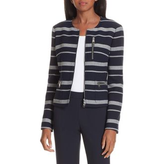 BOSS Kanoa Stripe Jacket in Dark Navy Fantasy at Nordstrom, Size 2R