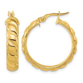 Diamond2Deal 14k Yellow Gold Twisted Round Hoop Earrings